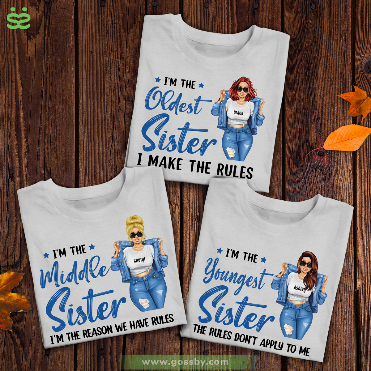 Personalized T-shirt: Sisters Are The Rules - The Oldest-Middle-Youngest Sister