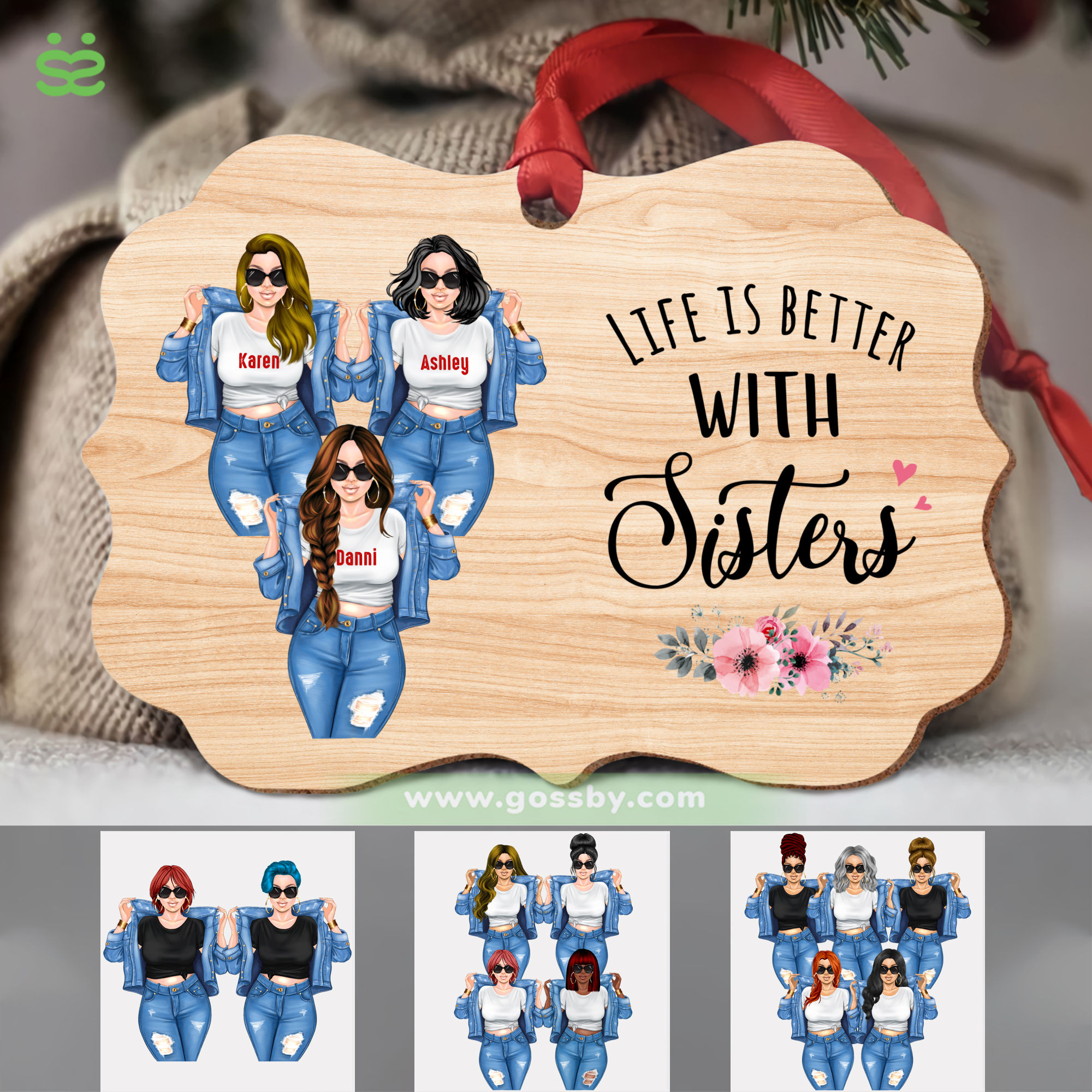 Sisters Life Is Better With Sisters (Ornament) Personalized Ornament