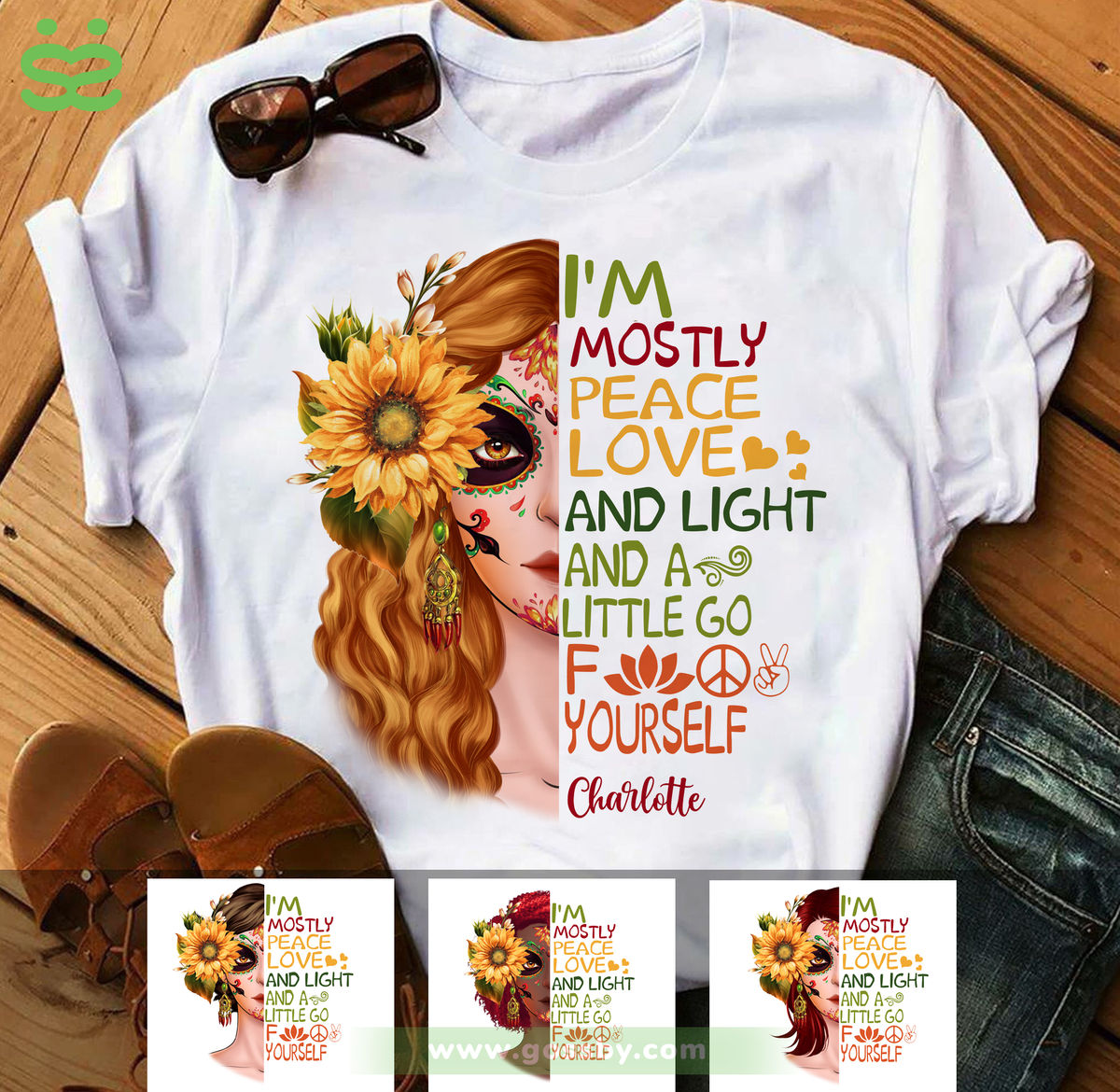 Personalized Shirt - Funny - I'm Mostly Peace Love & Light And A Little Go F Yourself