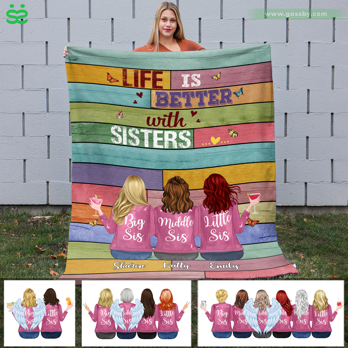 Personalized Blanket - Life is Better with Sisters (5980) | Gossby