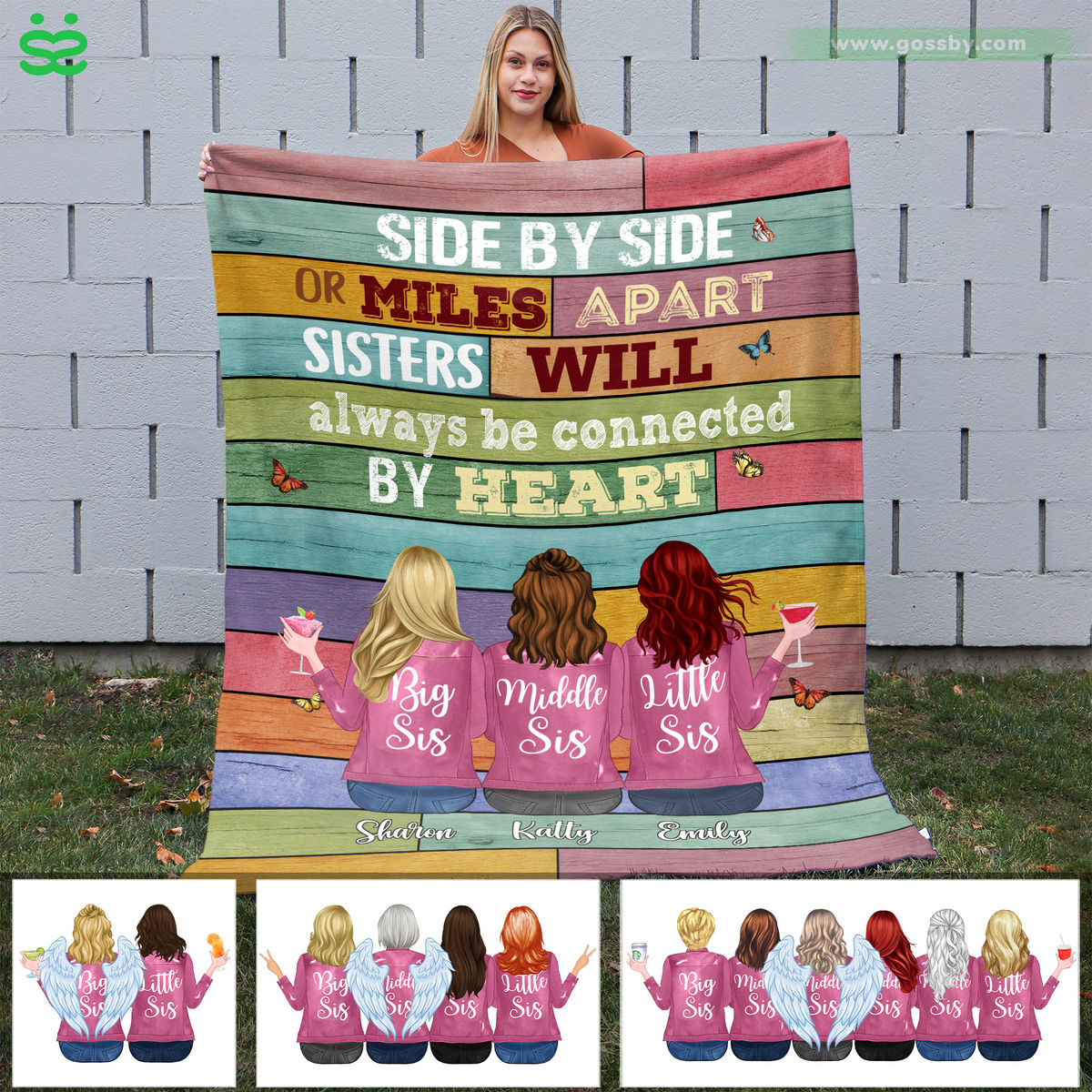 Personalized Fleece Blanket - Sisters will always be connected by heart