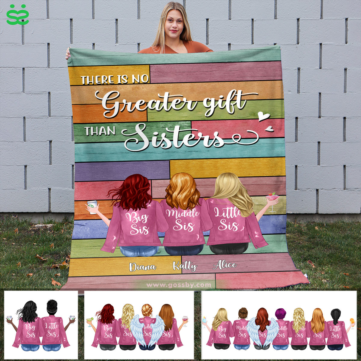 Personalized Blanket - Up to 7 Sisters - There is no greater gift than sisters (Blanket)