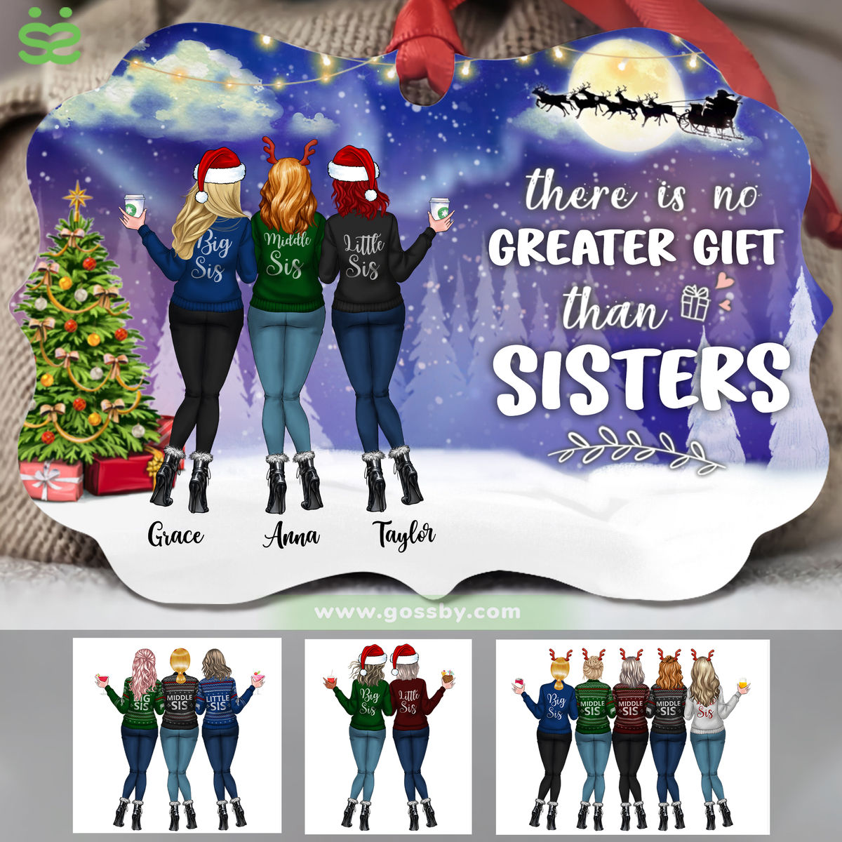 Personalized Ornament - Sisters - There Is No Greater Gift Than Sisters (6190)