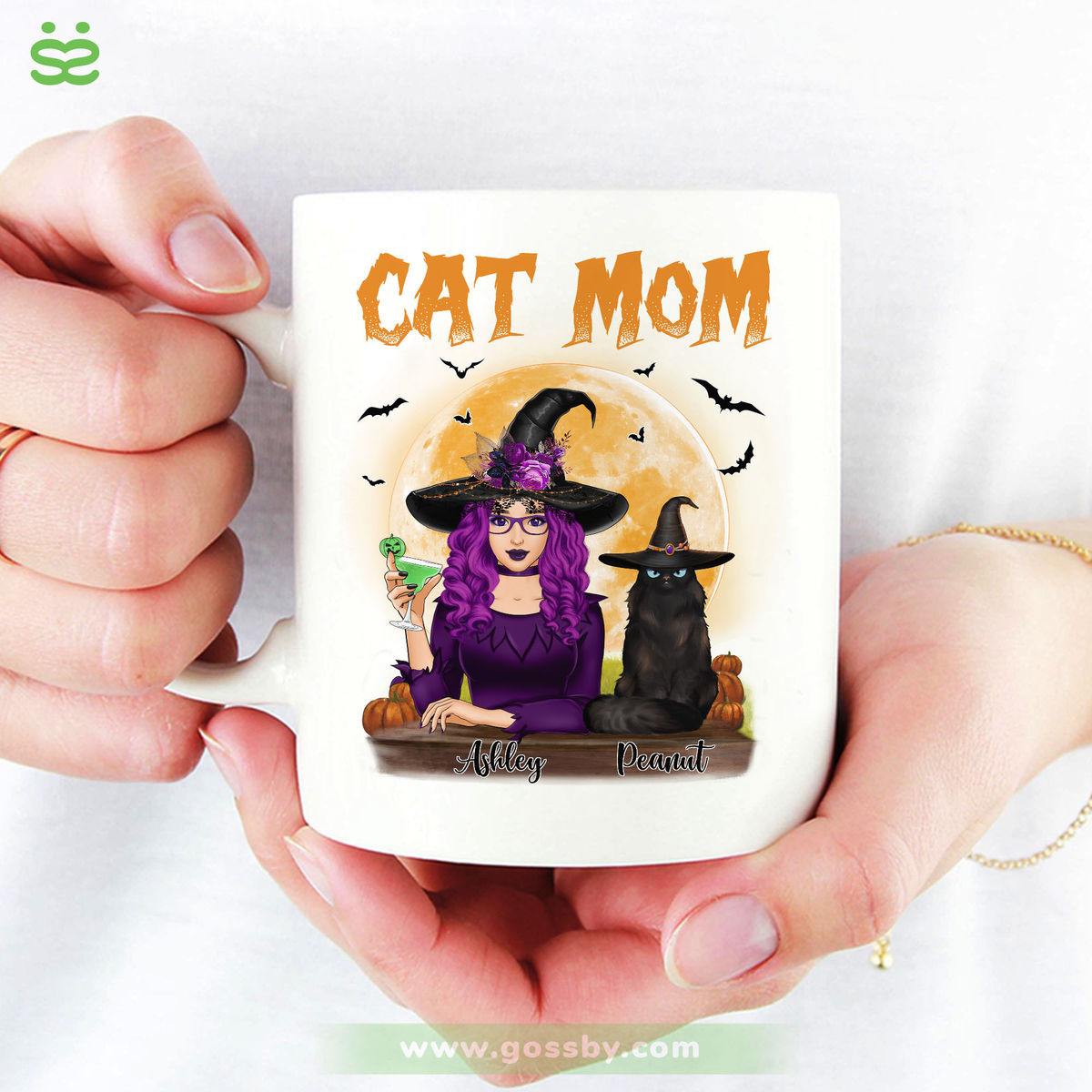 Halloween Witches & Cats - Cat Mom - Mugs BG1 - Personalized Mug