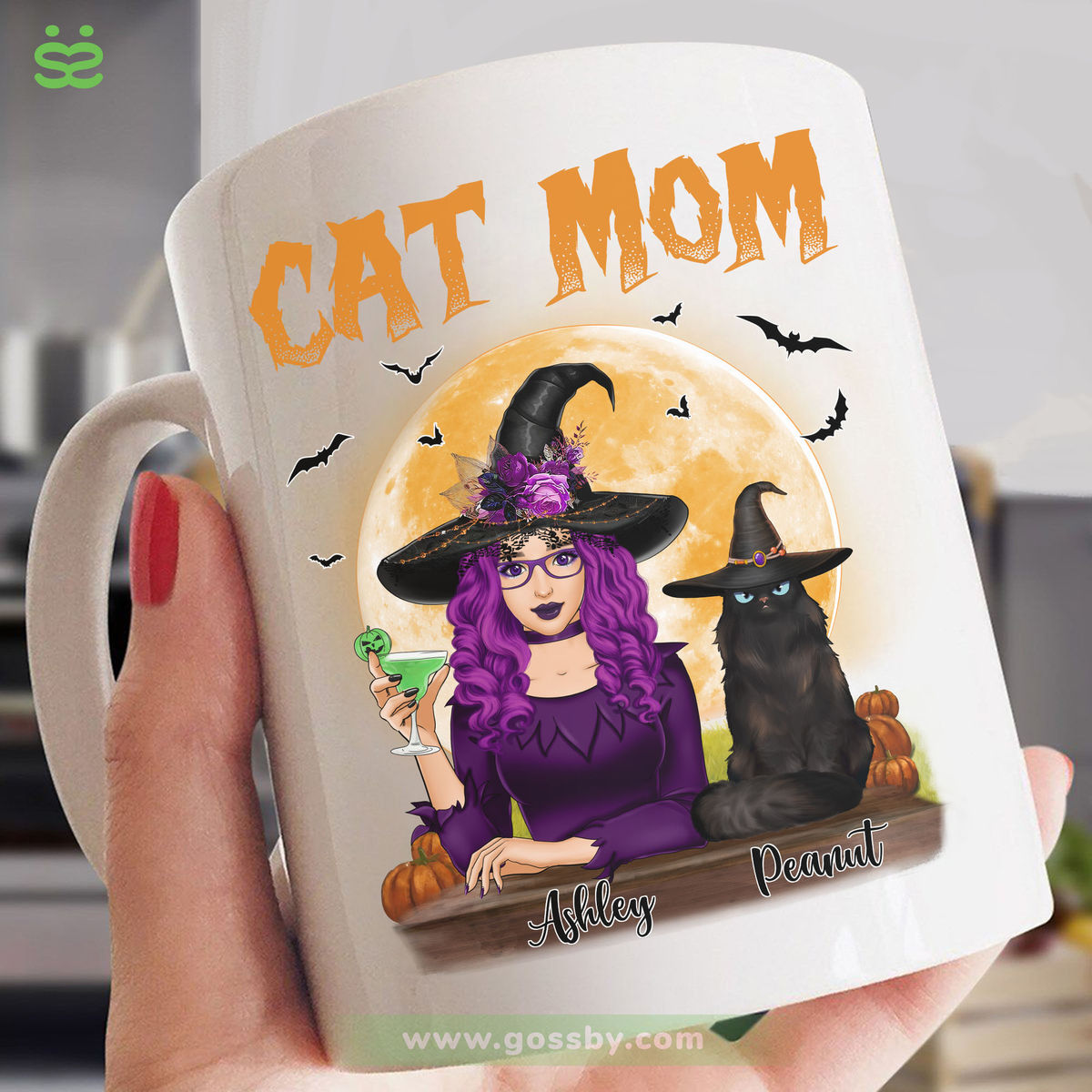 Halloween Witches & Cats - Cat Mom - Mugs BG1 - Personalized Mug_1