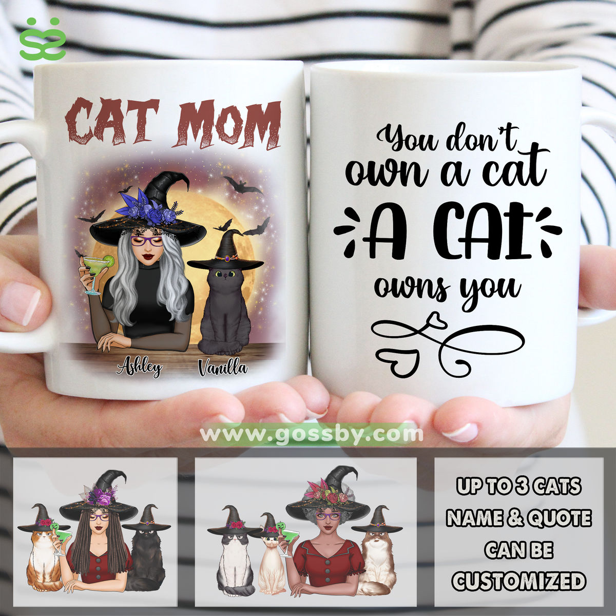 Personalized Mug - Witch and Cats - You don't own a cat. A cat owns you