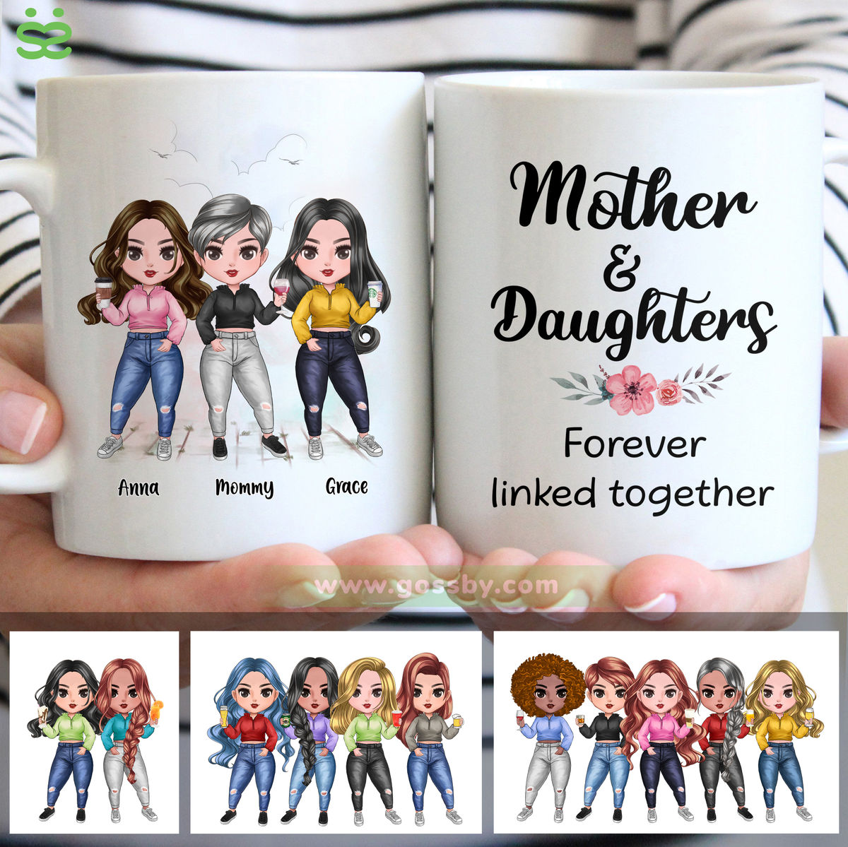 Personalized Mug - Mother And Daughters Forever Linked Together (6442)
