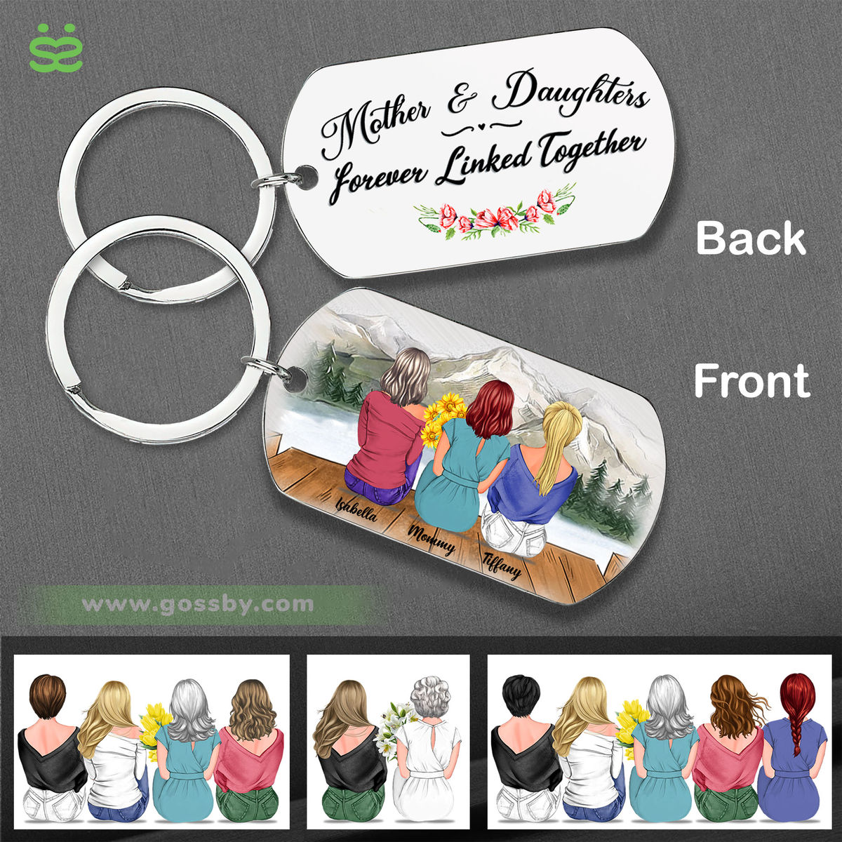 Personalized Keychain - Personalized - Personalized Keychain - Mother and Daughters Forever Linked Together_2