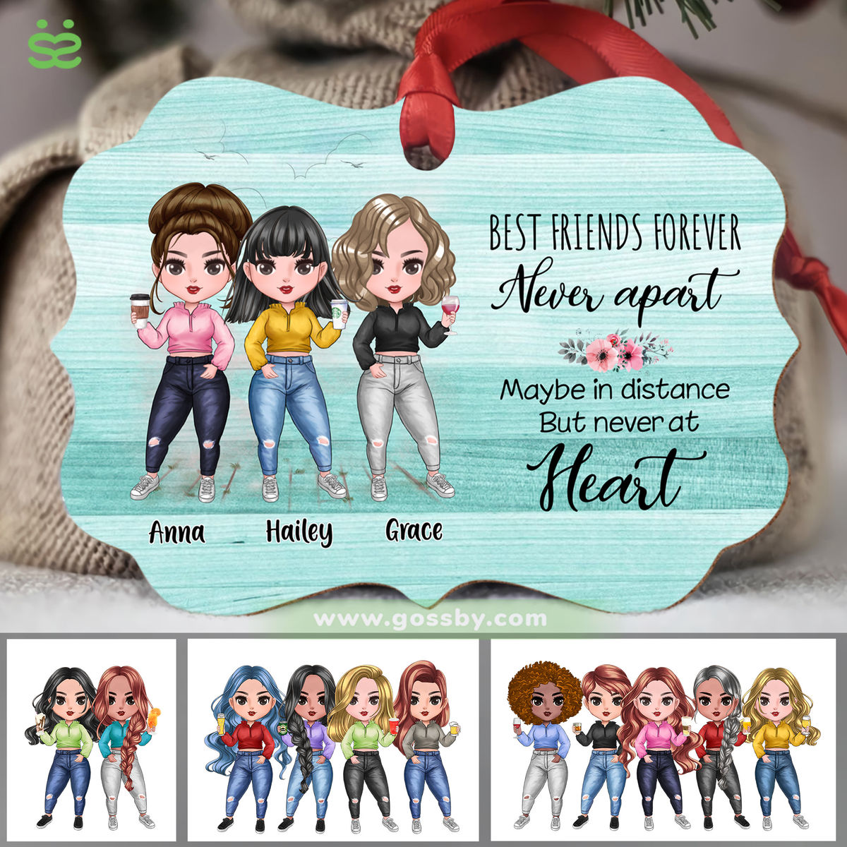 Personalized Ornament - Up to 7 Girls - Best Friends Forever Never ...