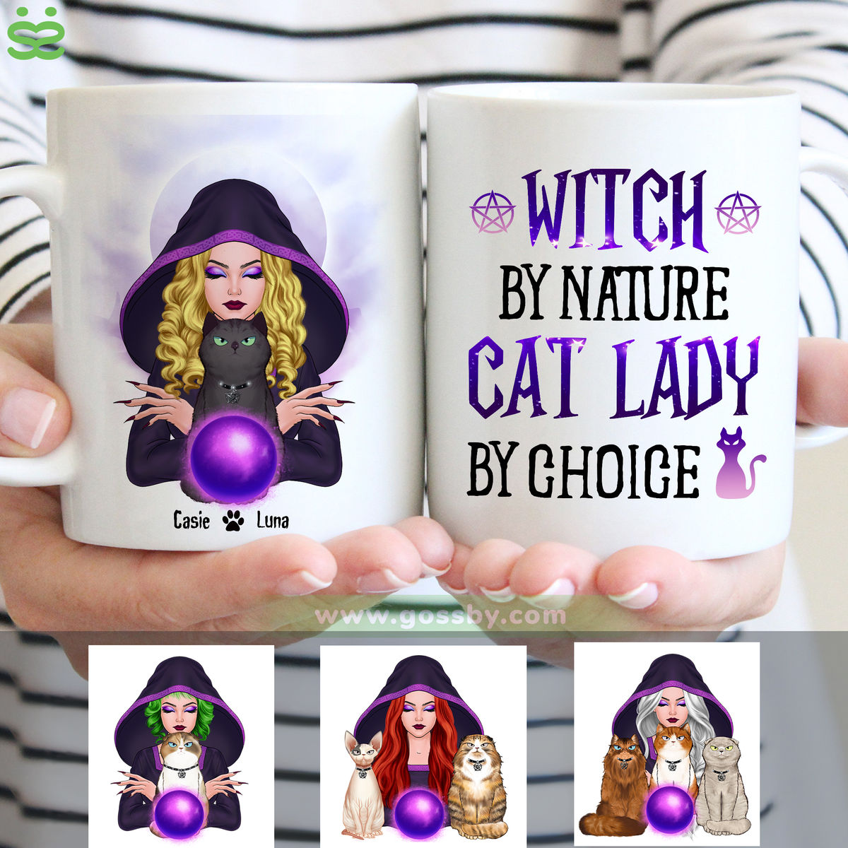 Personalized Mug - Halloween - Cat Witch - Witch  by nature  cat lady  by choice