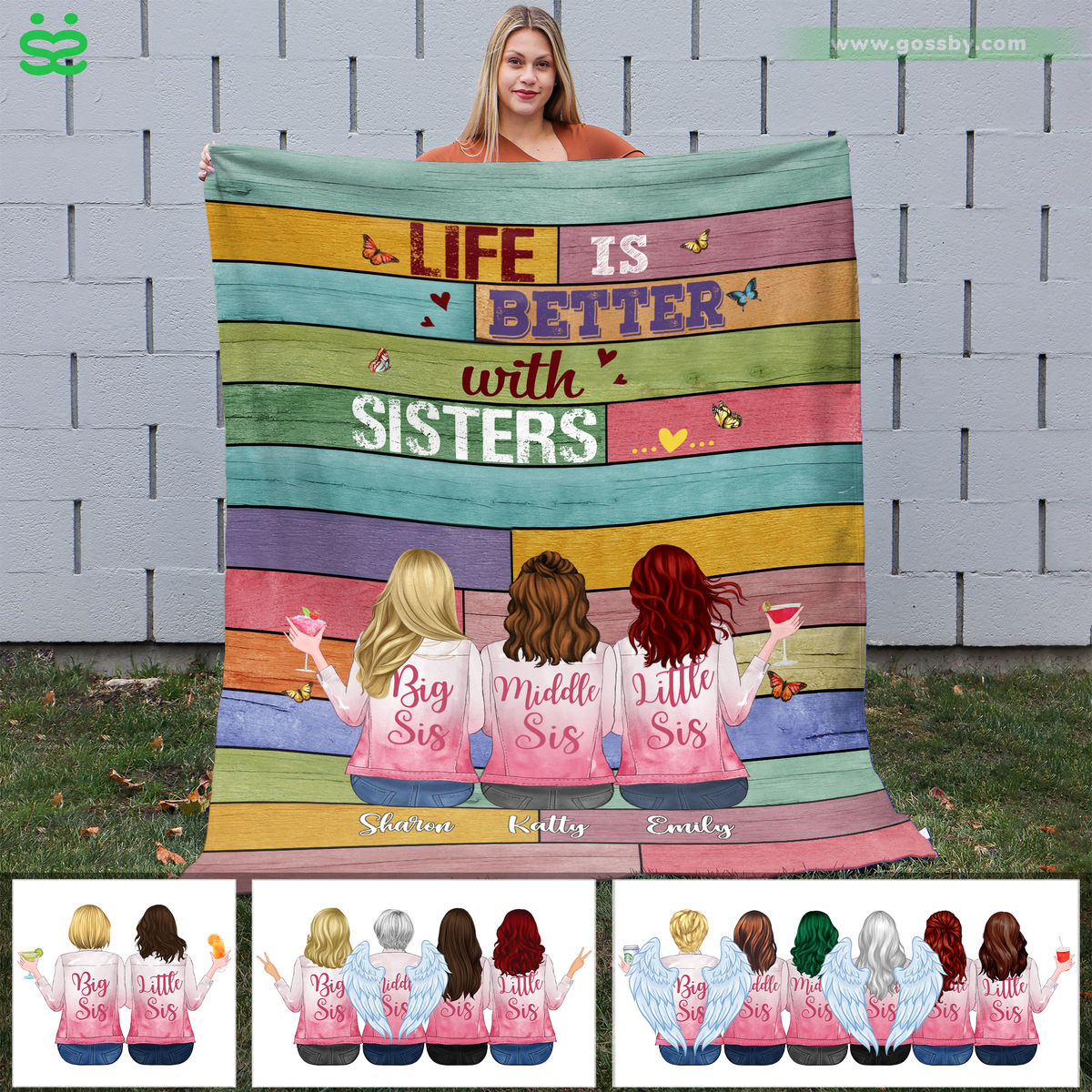 Personalized Blanket - Up to 6 Sisters - Life Is Better With Sisters (6836)