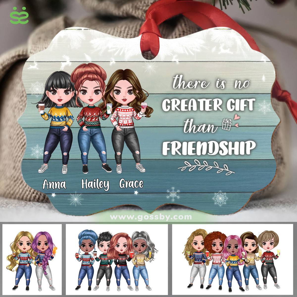 Personalized Ornament - Up to 7 Women - There Is No Greater Gift Than Friendship (6839)