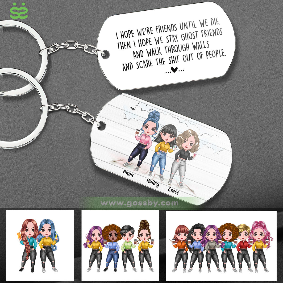 Personalized Keychain - Up to 7 Sisters - I Hope We're Friends Until We Die (7273)