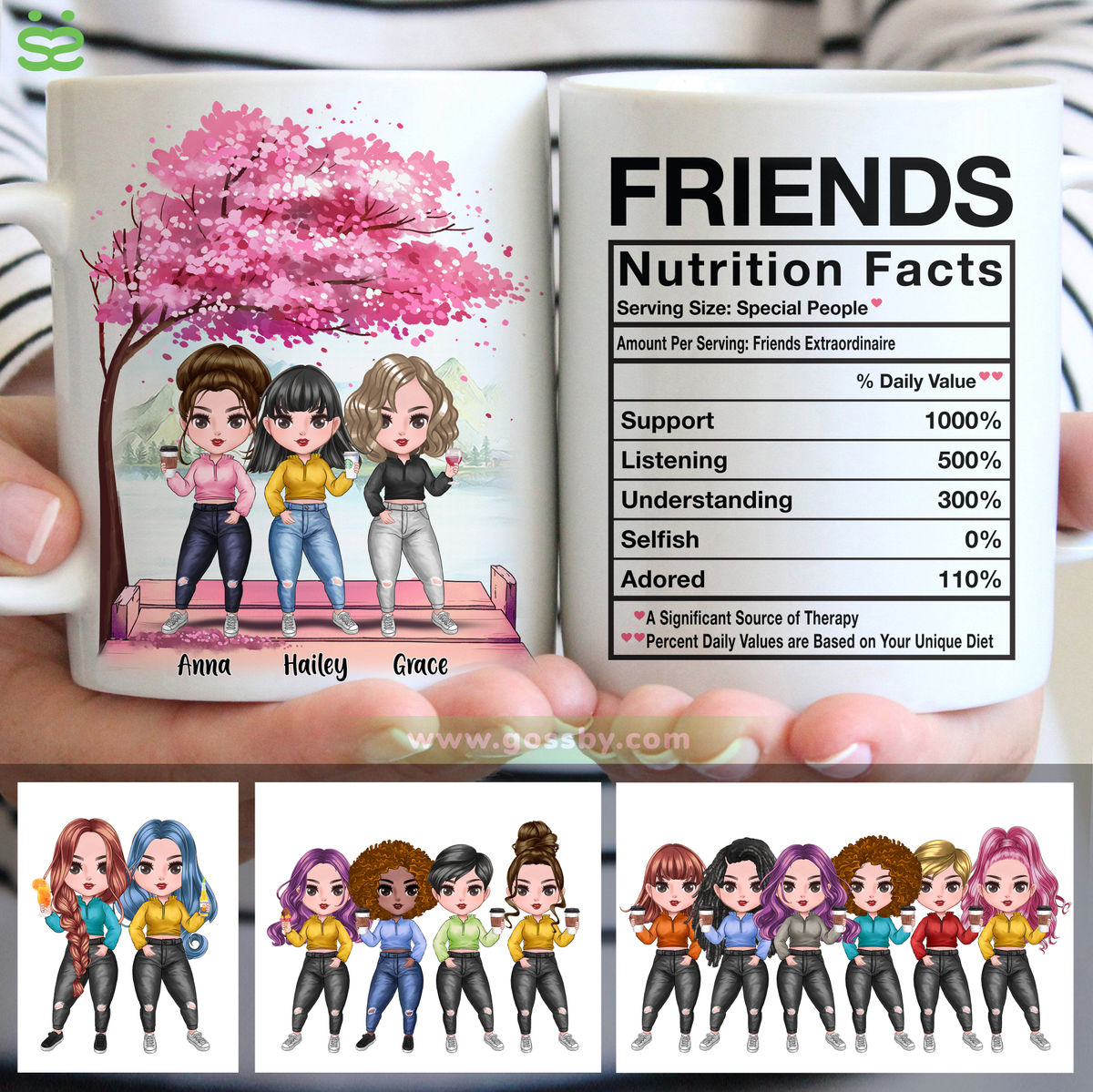 Personalized Mug - Up to 7 Women - Friends Nutrition Facts (7314)