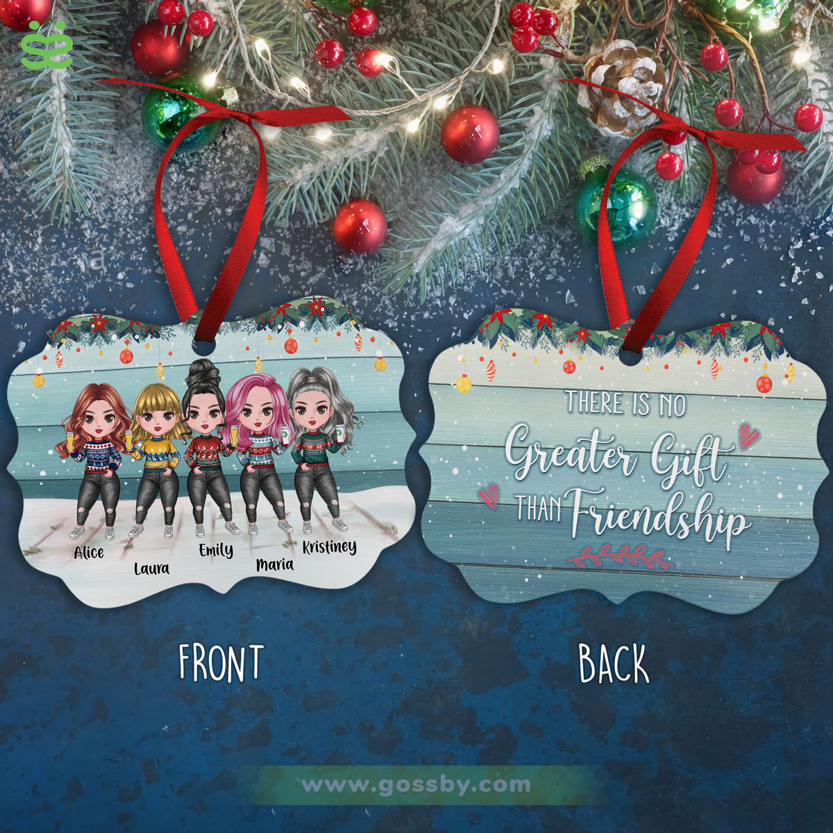 Personalized Ornament - Up to 7 Women - There Is No Greater Gift Than Friendship (7483)