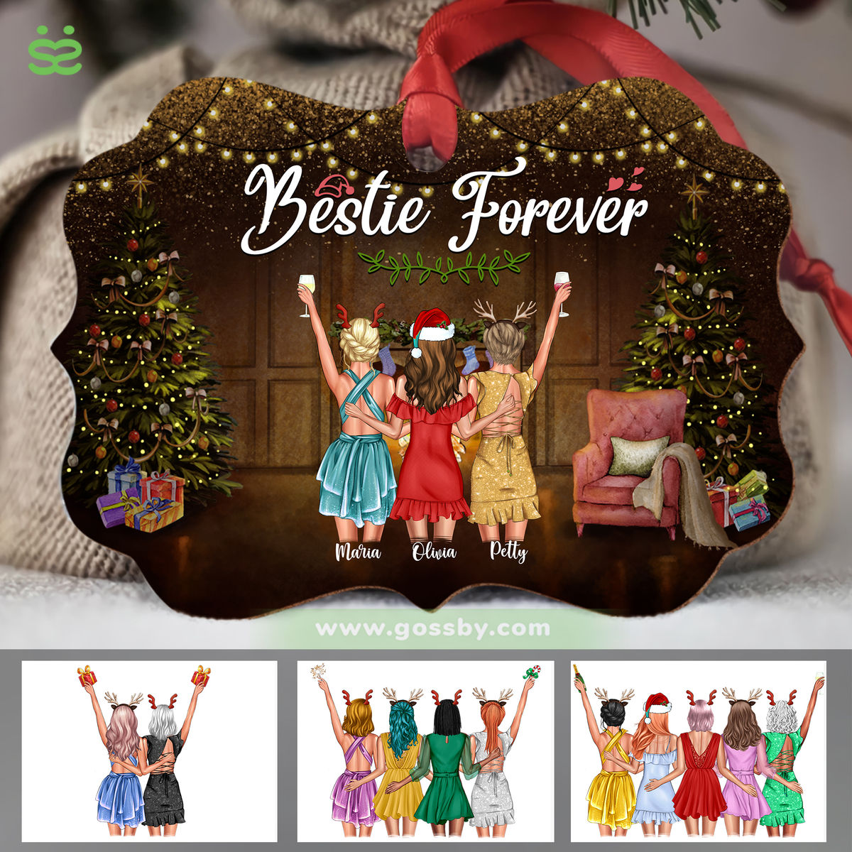 Personalized Ornament - Best friends - Christmas - Bestie Forever (7686)