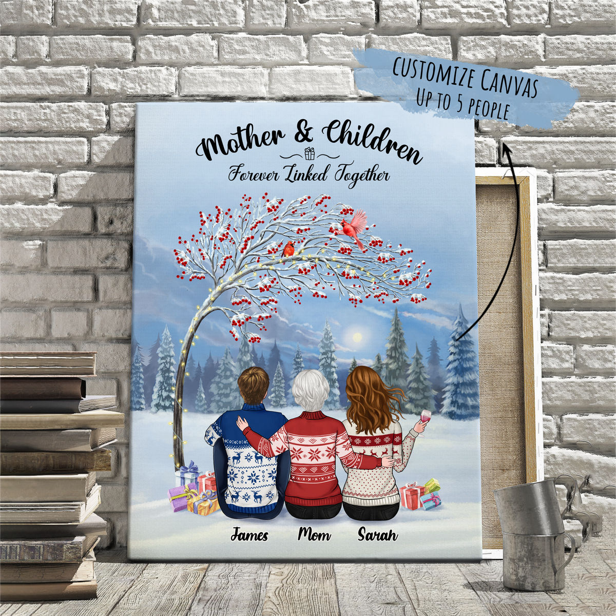 Personalized Wrapped Canvas - Family Canvas - Tree - Mother And Children Forever Linked Together