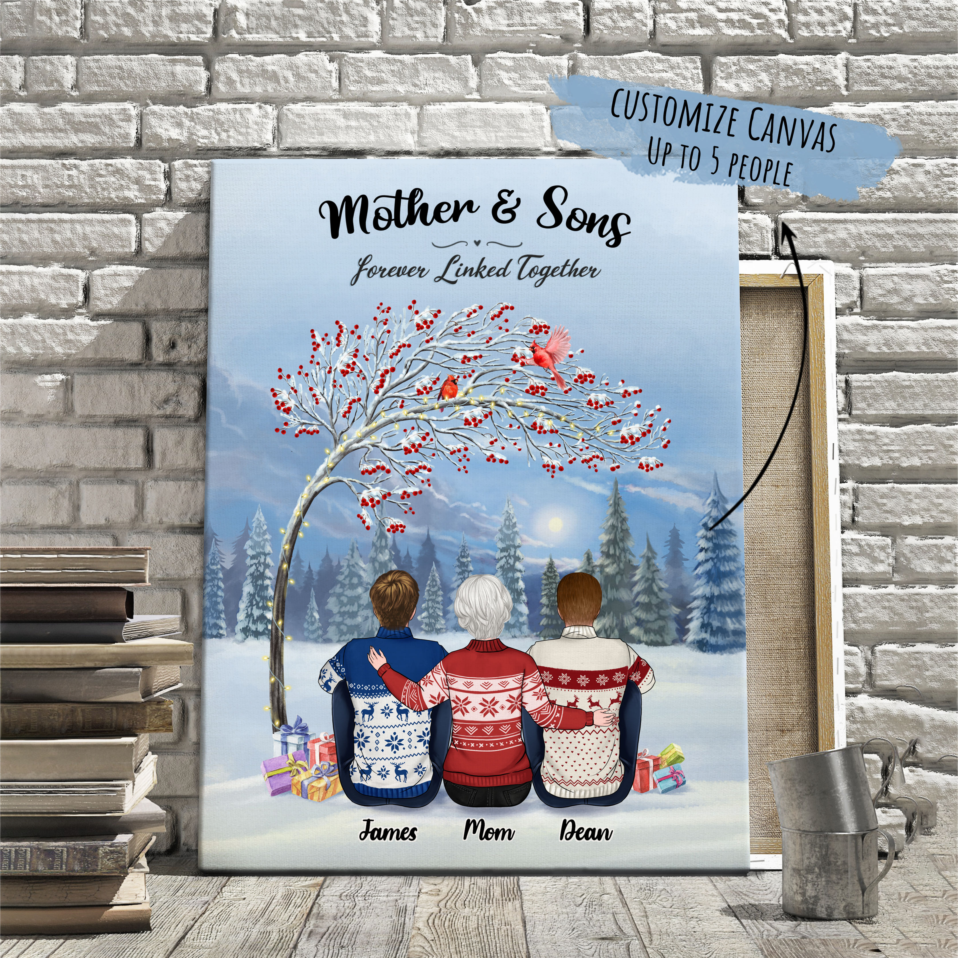 Family Canvas - Tree - Mother And Sons Forever Linked Together ...