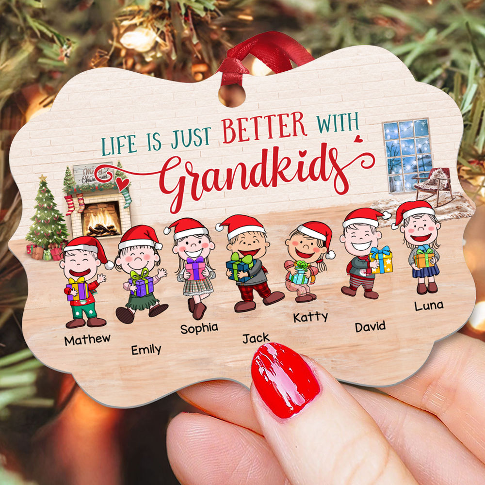 Personalized Ornament - Grandma & Grandkids - Life is just Better with Grandkids (P)