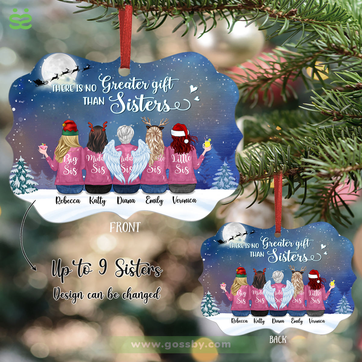 Personalized Ornament - Up to 9 Sisters - There Is No Greater Gift Than Sisters (8340)