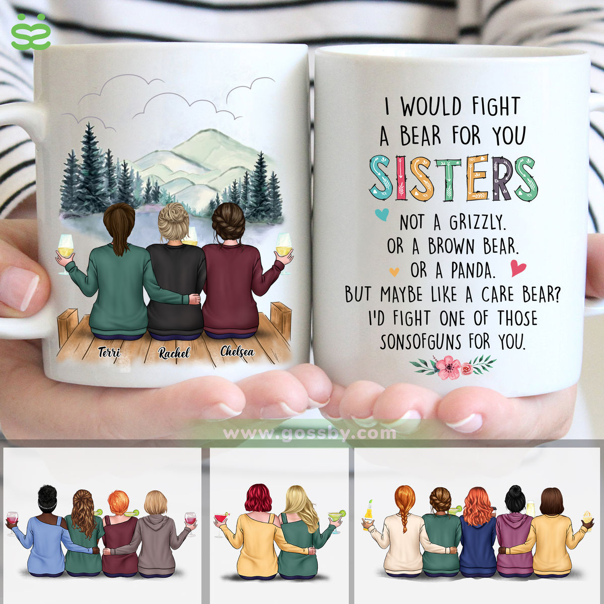 Personalized Mug - Xmas Collection - I Would Fight A Bear For You Sisters (D)