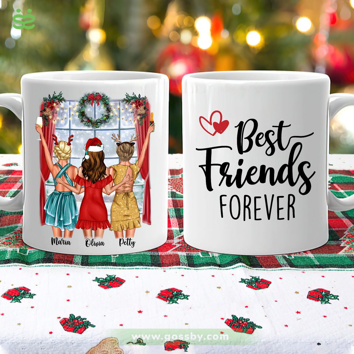 Personalized Mug - Christmas Up to 5 Girl - Best Friends Forever (8417)_1