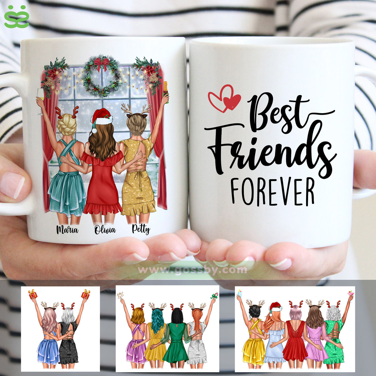 Personalized Mug - Christmas Up to 5 Girl - Best Friends Forever (8417)_2