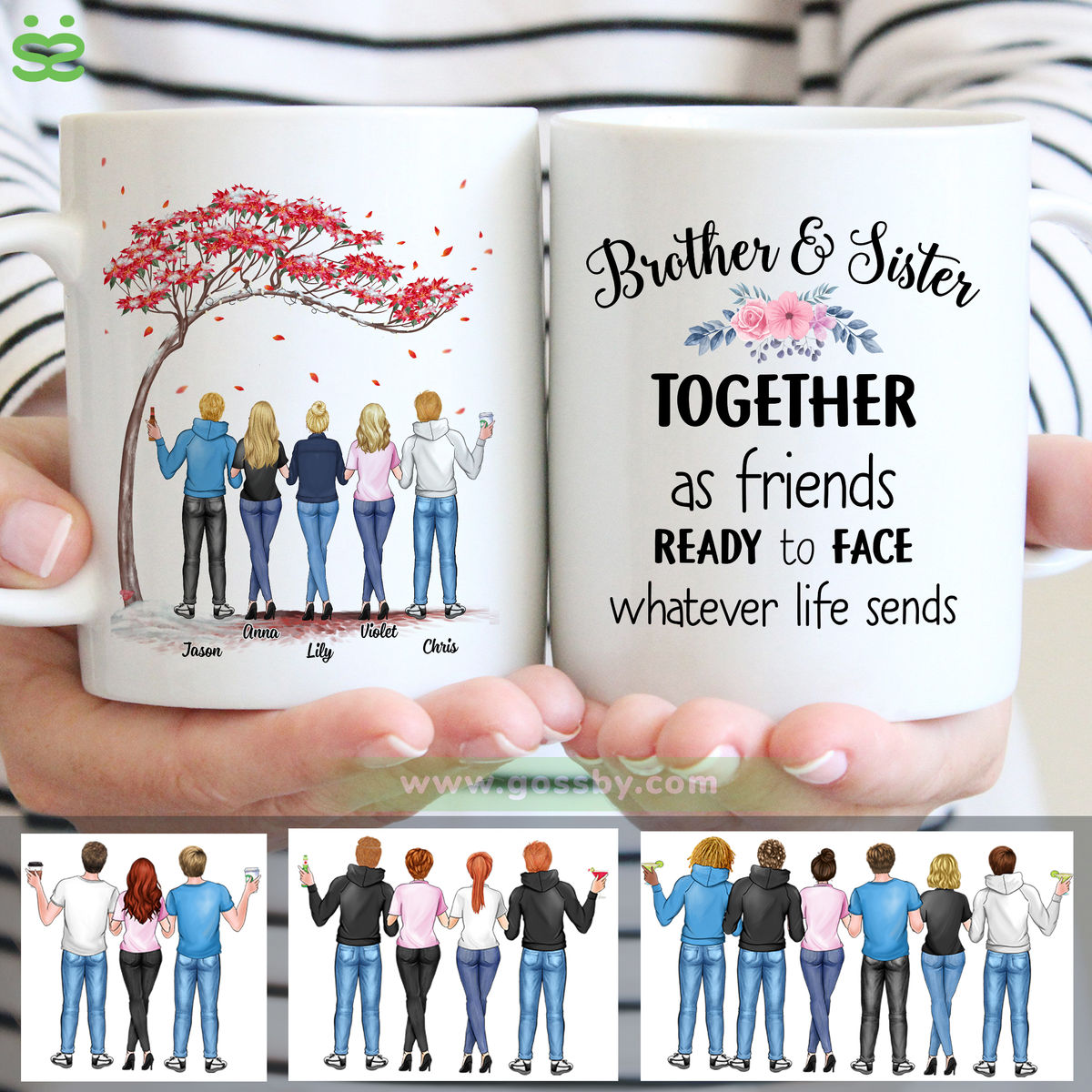 Personalized Mug - Christmas - Bro&Sis - Brother and sister, together as friends, ready to face whatever life sends (8520)