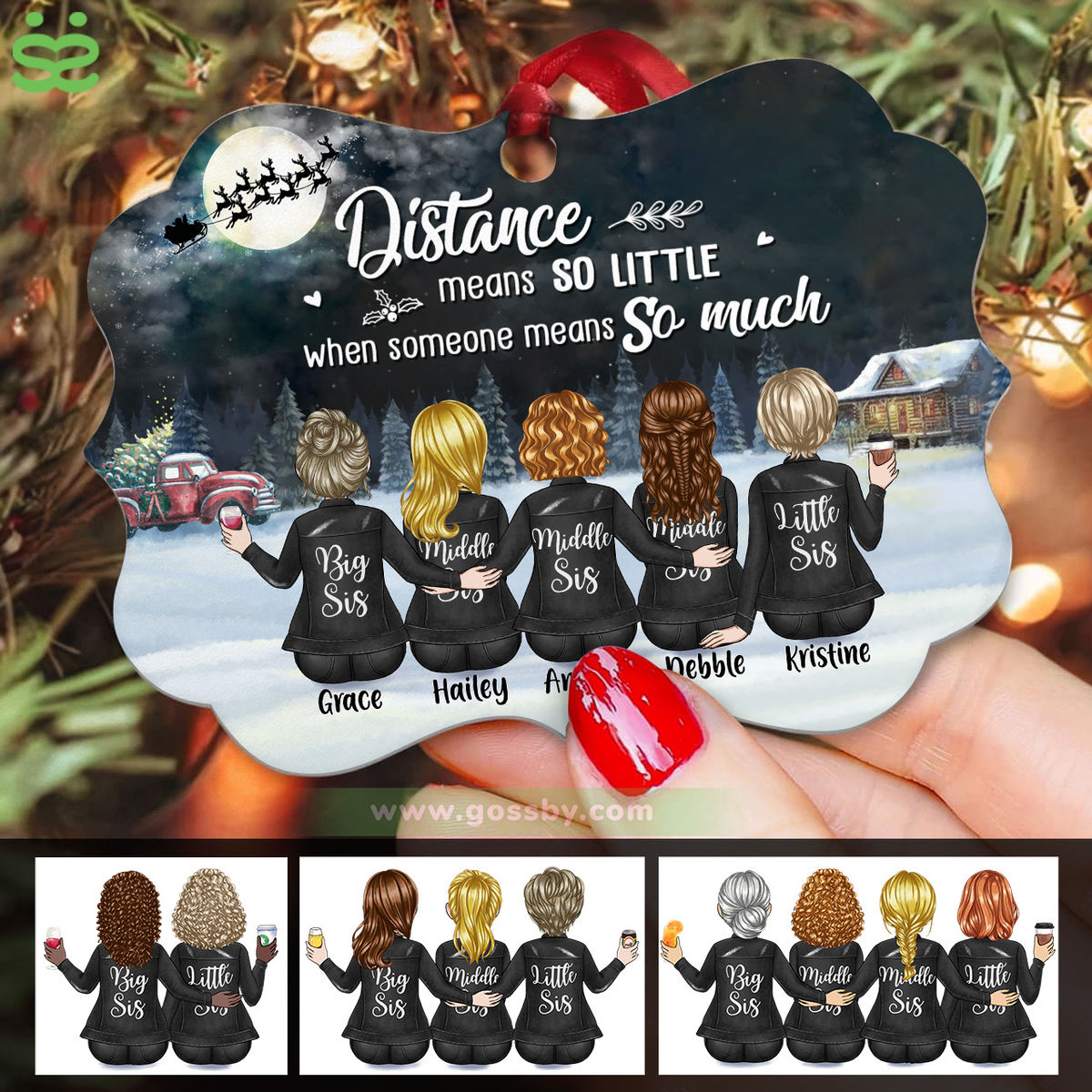 Personalized Ornament - Up to 7 Girls - Distance Means So Little When Someone Means So Much(8595)