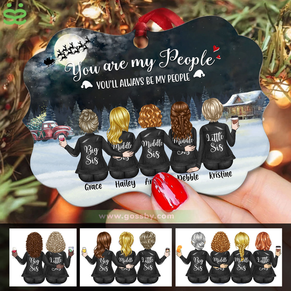 Personalized Ornament - Up to 7 Girls - You Are My People, You Will Always Be My People (8595)