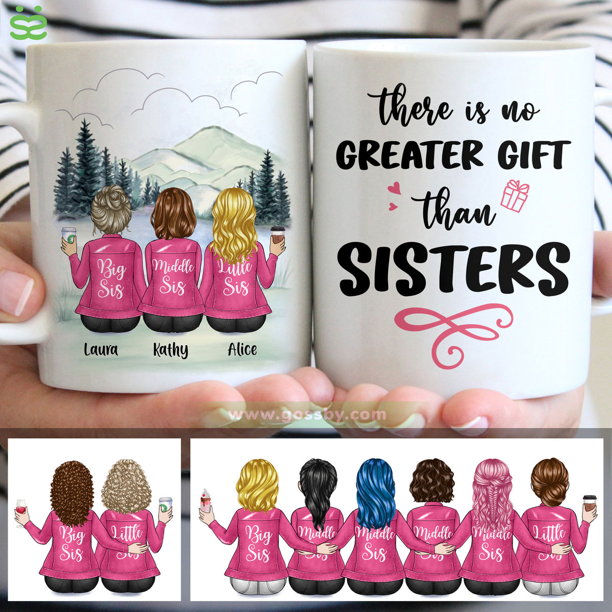 Personalized Mug - Up to 7 Sisters - There Is No Greater Gift Than Sisters (8640)