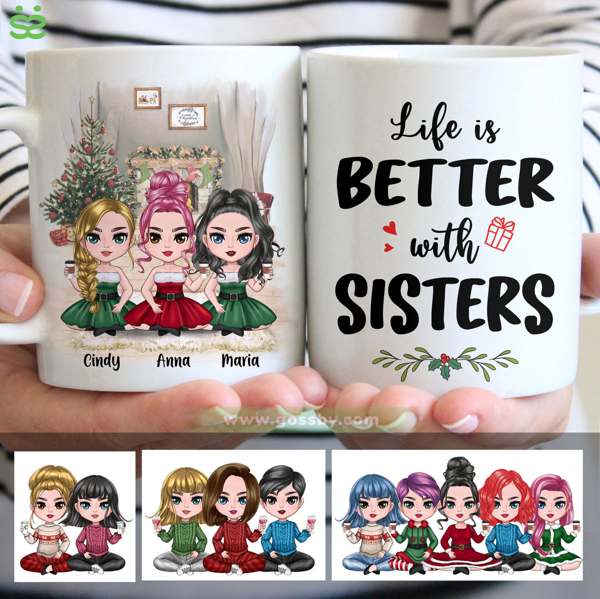 Personalized Mug - Up to 5 Sisters - Life Is Better With Sisters (8936)