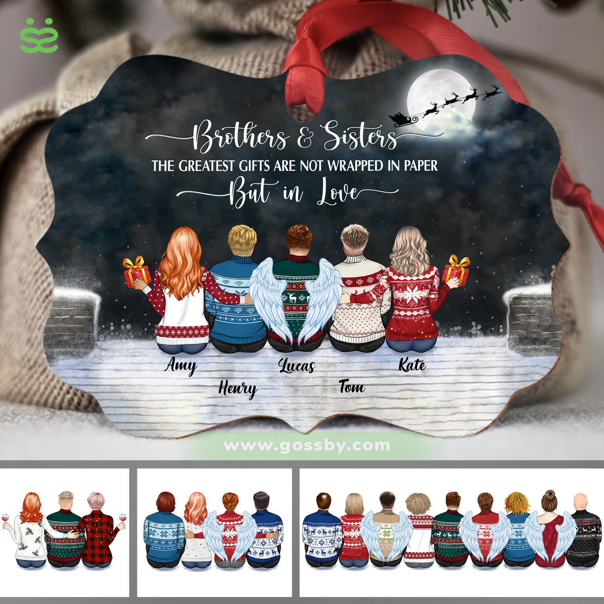 Personalized Ornament - Up to 10p - Brothers and sisters The greatest gifts are not wrapped in paper but in love (9009)