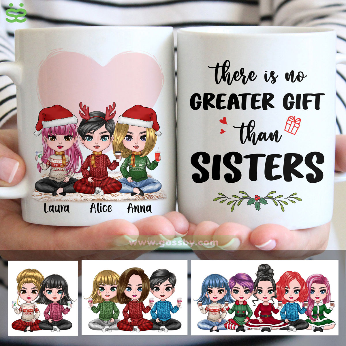 Personalized Mug - Up to 5 Sisters - There Is No Greater Gift Than Sisters (9014)