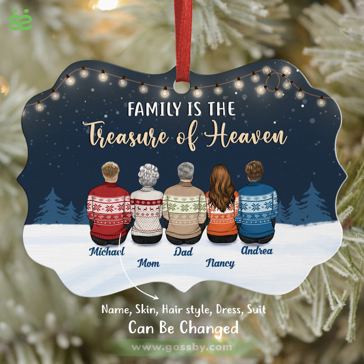 Personalized Ornament - Family Christmas - Family is the treasure of haven (9866)_1