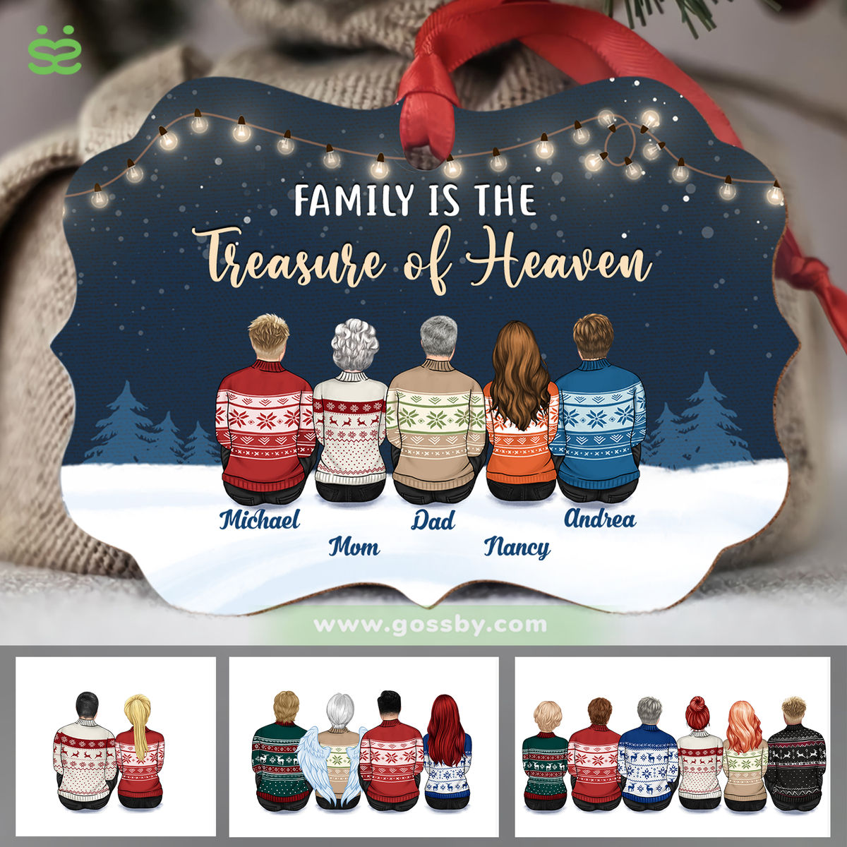 Personalized Ornament - Family Christmas - Family is the treasure of haven (9866)