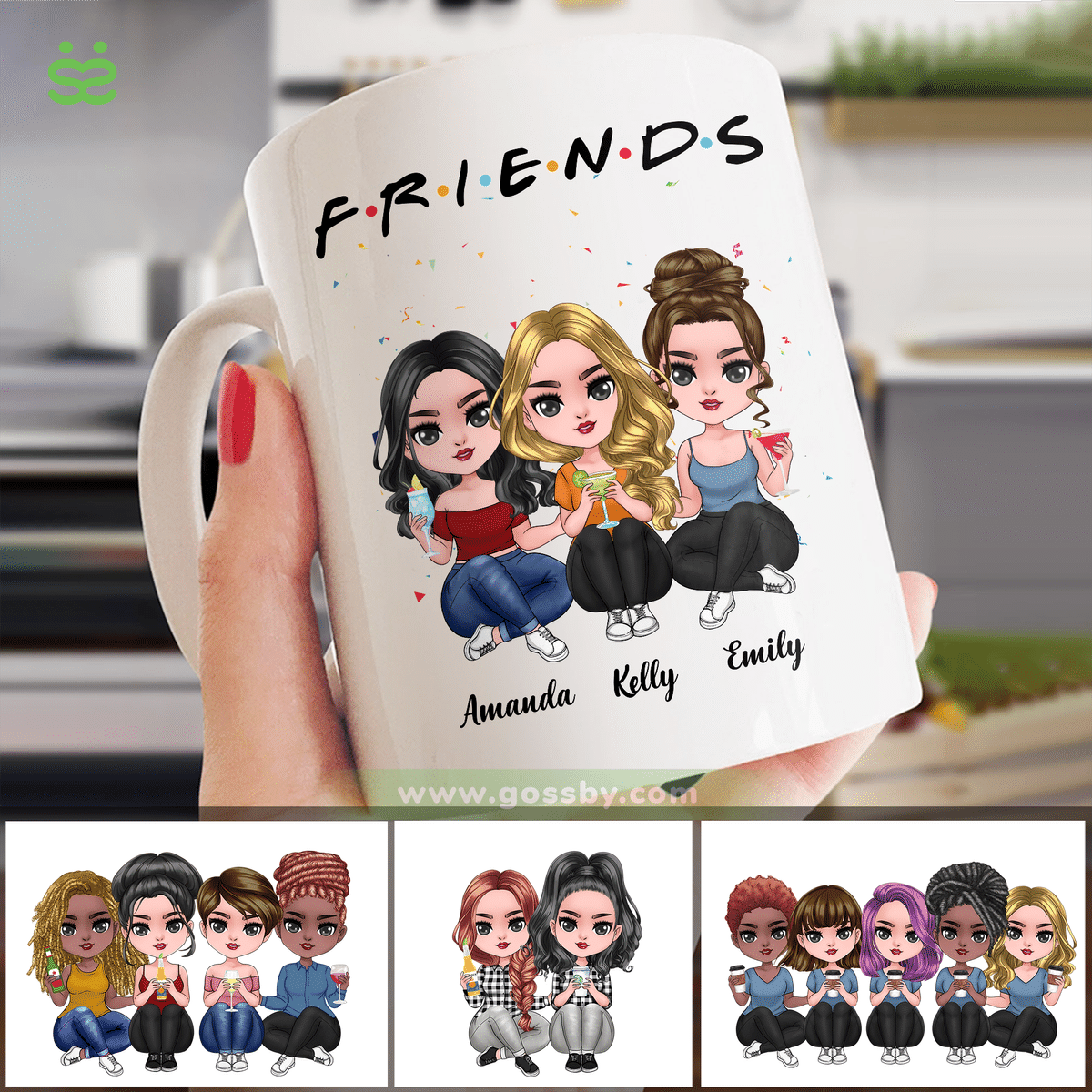 Personalized Mug - Up To 5 Dolls - Casual - FRIENDS (1901)