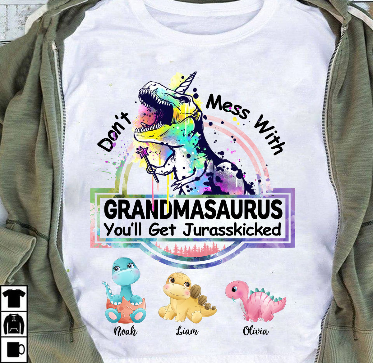 Personalized Shirt - Family - Don't Mess With Grandmasaurus - Mother's Day Gifts, Gifts For Mom, Grandma