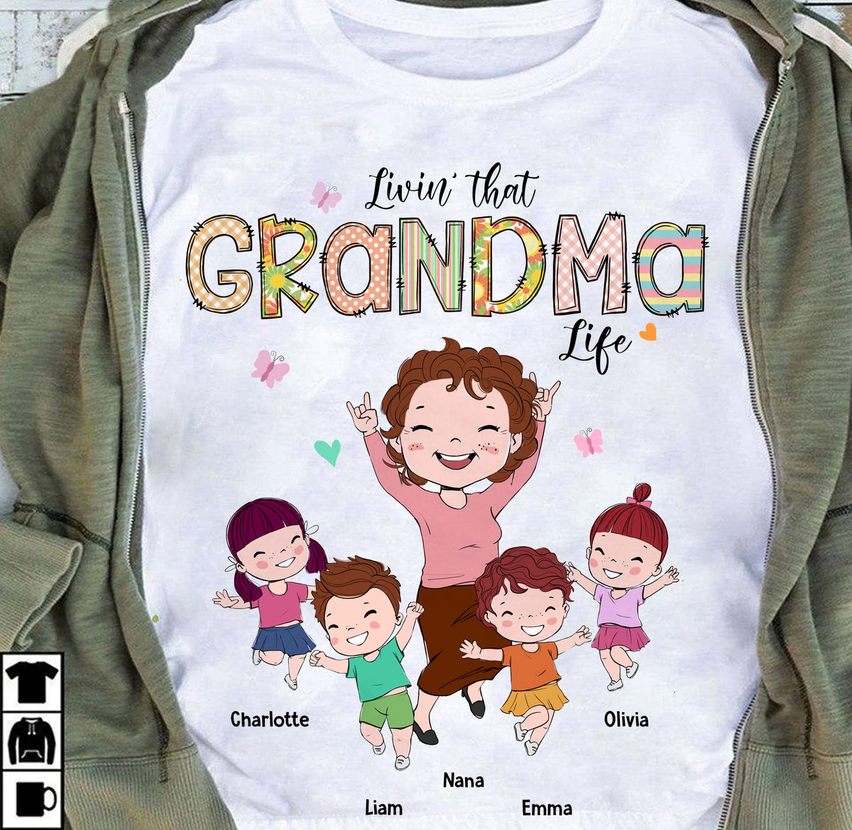 Personalized Shirt - Family - Livin' that Grandma life ver 2 - Birthday Gift, Mother's Day Gift For Mom, Grandma_1