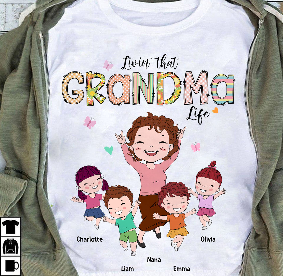 Family - Livin' that Grandma life ver 2 - Birthday Gift, Mother's Day Gift For Mom, Grandma - Personalized Shirt_1