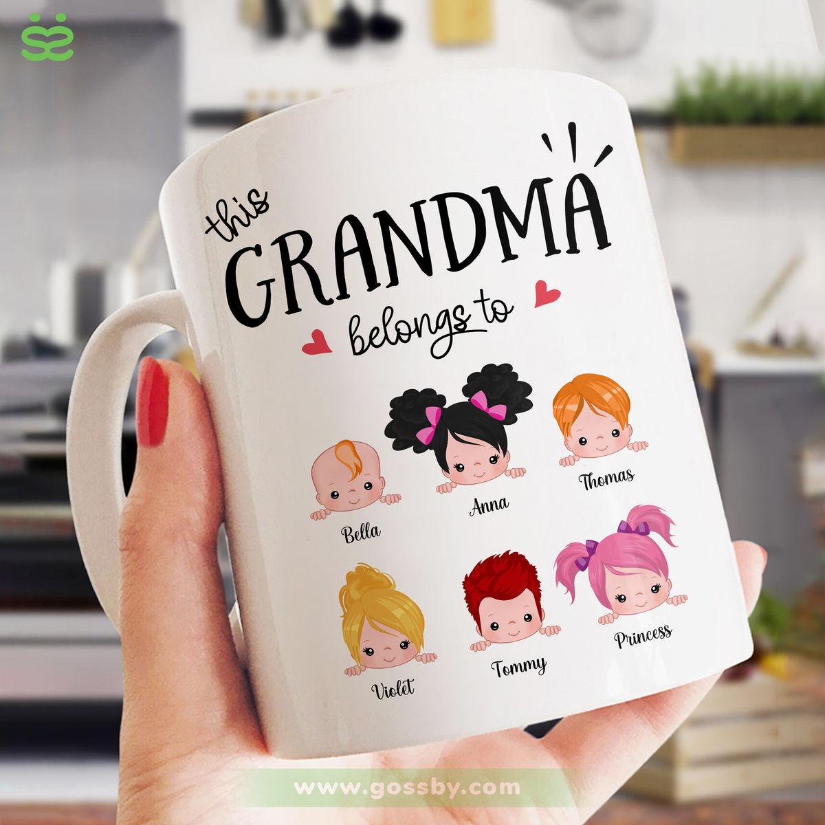 Personalized Mug - Family - This Grandma/Nanny/Mommy... Belongs To... Mother's Day Gifts, Gifts For Mom, Grandma, Nana