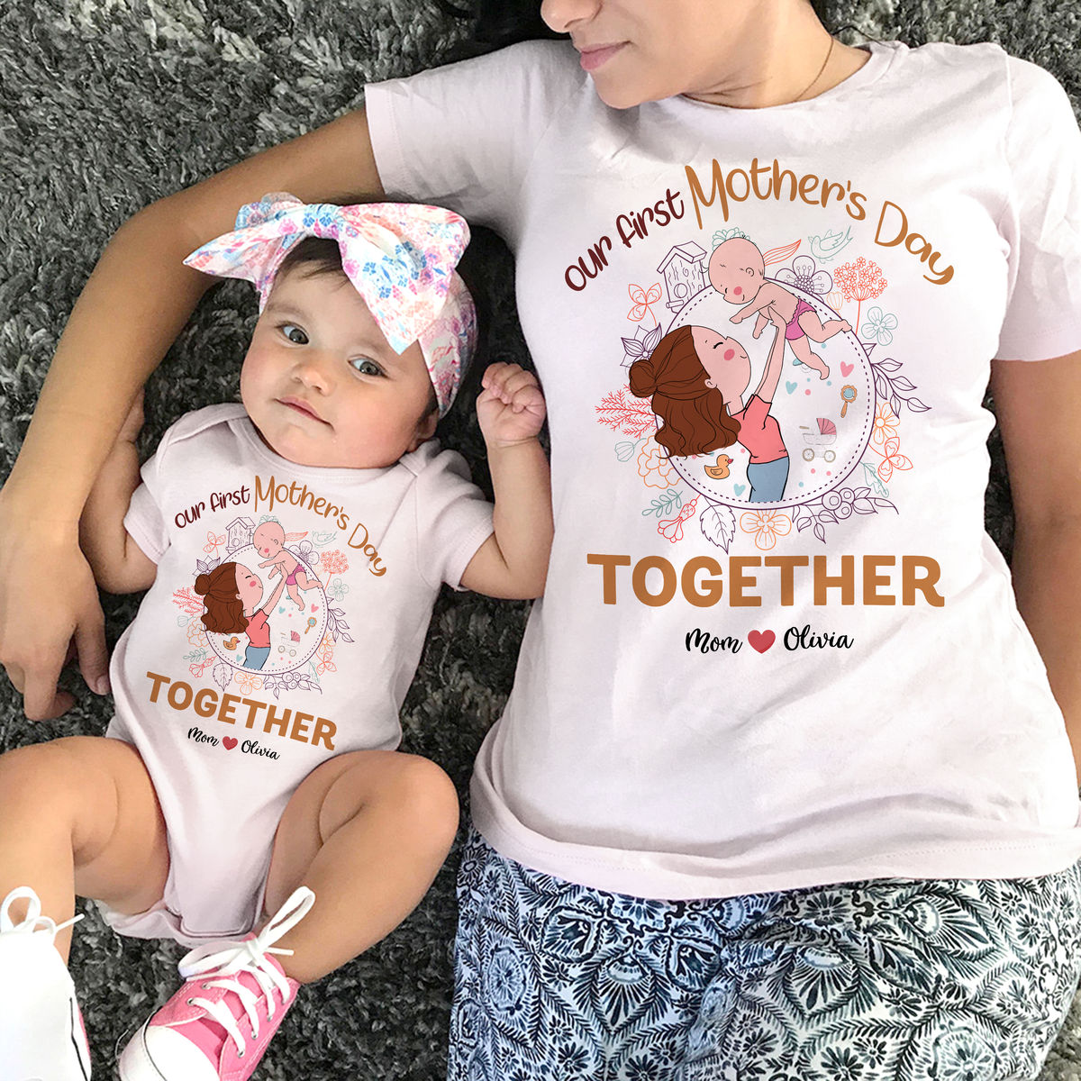 Personalized Onesie - First Mother's Day Gift - Our First Mother's Day 2024 ver 3_1