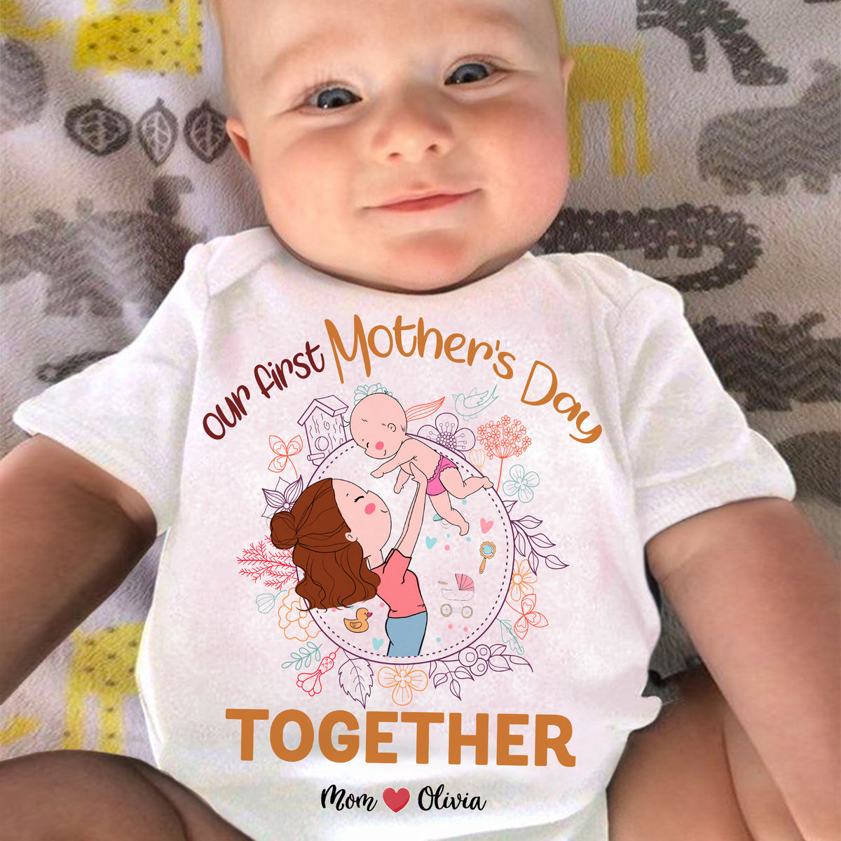 Personalized Onesie - First Mother's Day Gift - Our First Mother's Day 2024 ver 3