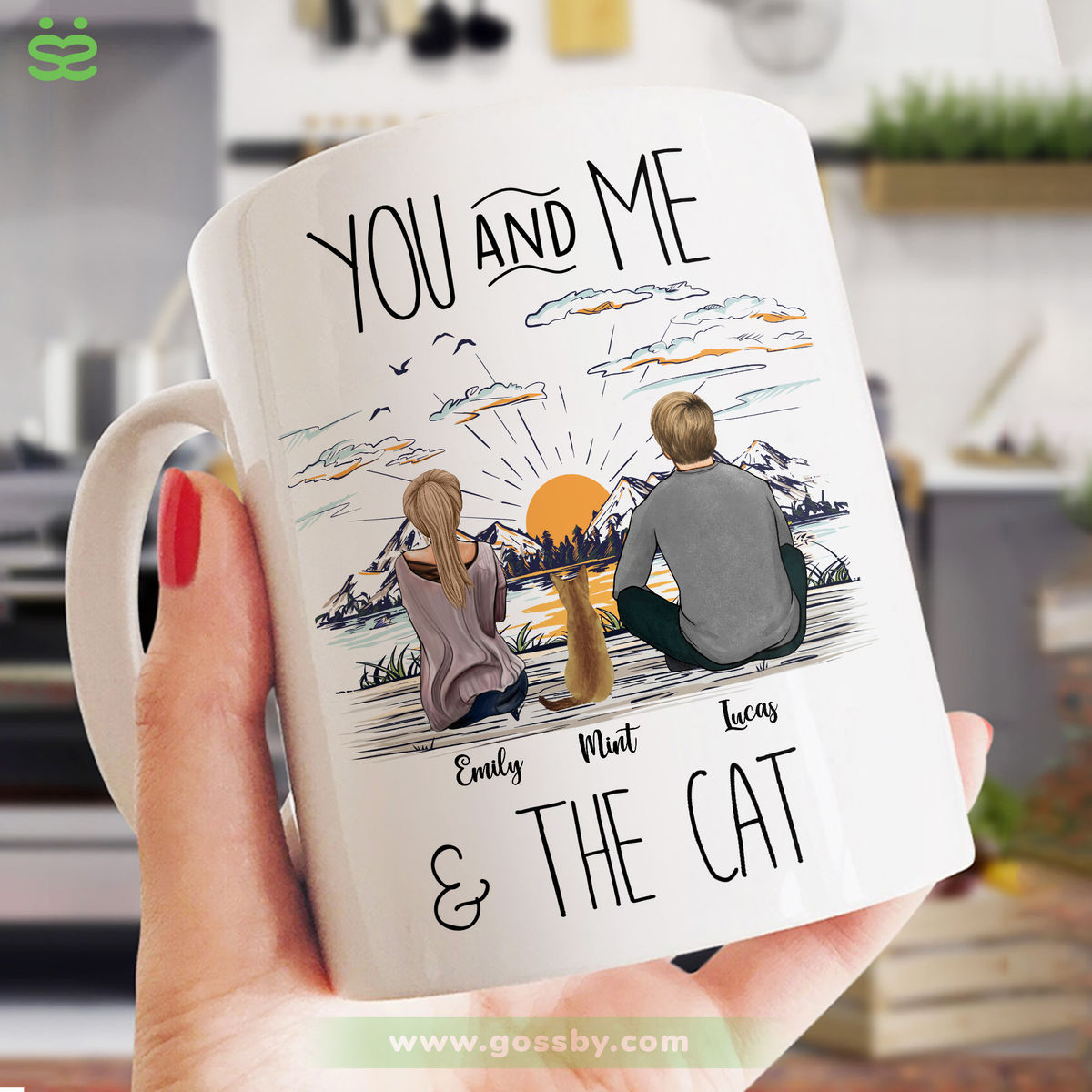 Cat Lovers - You And Me & The Cat (15112) - Couple Gifts, Couple Mug, His and Hers Mugs - Personalized Mug