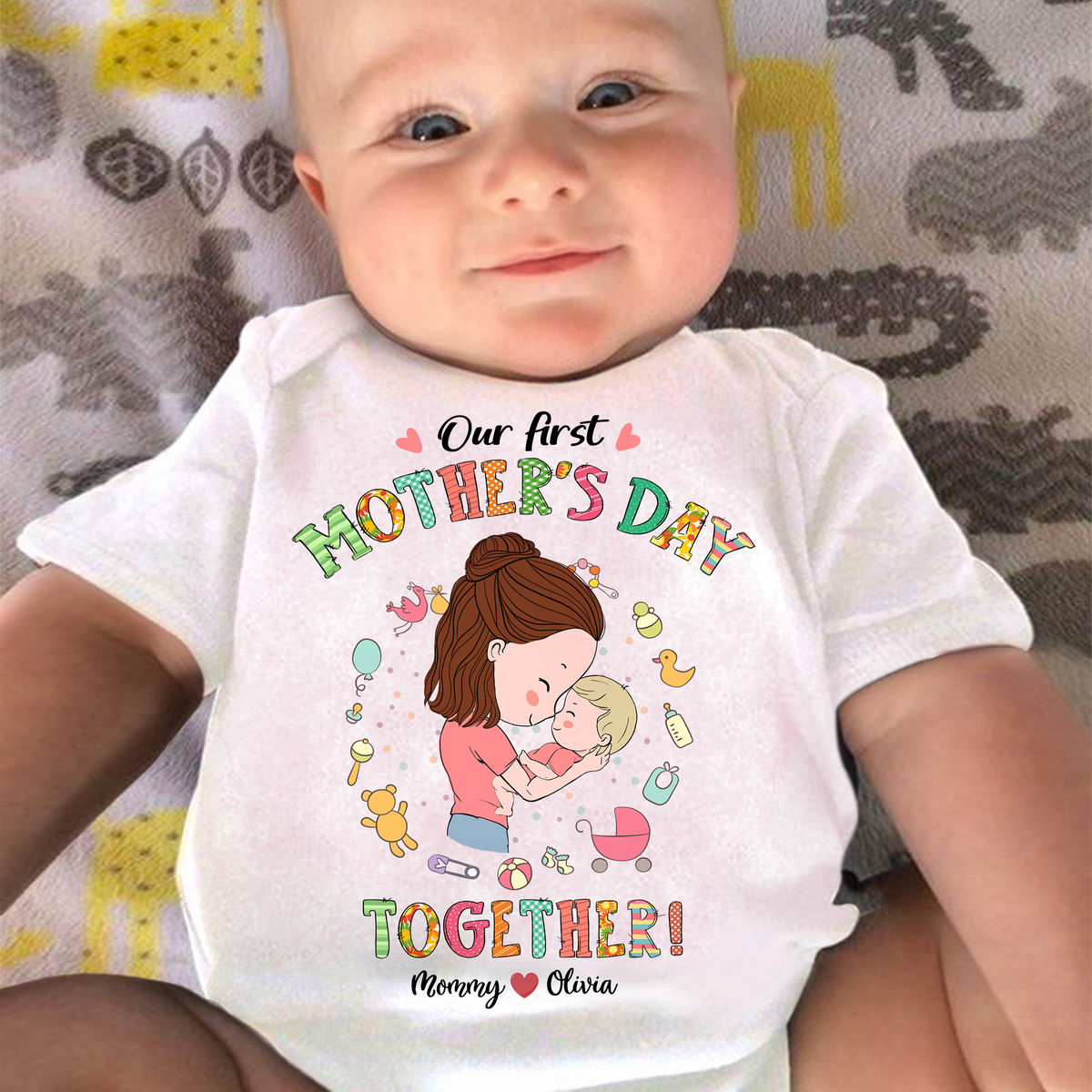 Personalized Shirt - Mother and Baby - Our First Mother's Day Together 2024 2_1