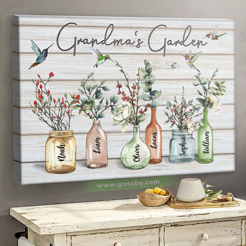 Family - Up to 12 People - Grandma's Garden - Gifts For Grandma, Mother's Day, Birthday Gifts For Grandma - Personalized Wrapped Canvas_1