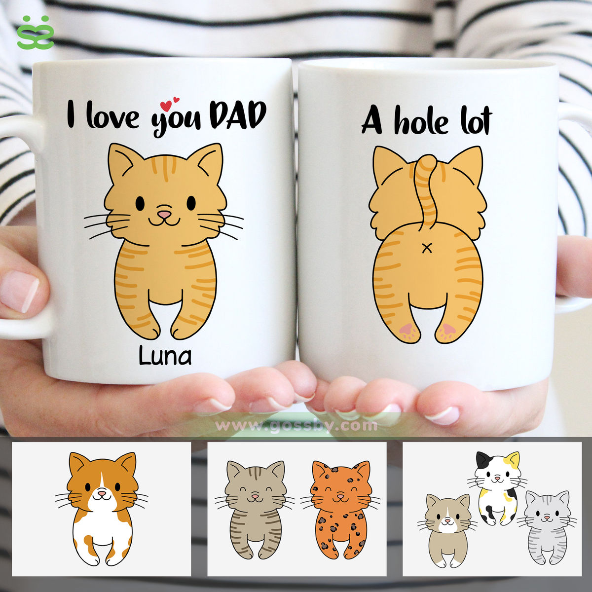 Personalized Mug - Funny Cat Butt - I love you DAD a hole lot