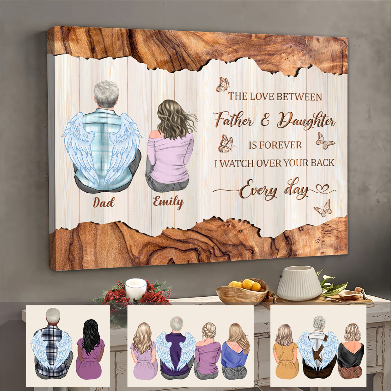 CustomGiftsNow The Love Between Papaw & Grandson Lasts Forever, cornice in legno di ontano naturale inciso, da appendere o da tavolo, foto commemorativa di famiglia