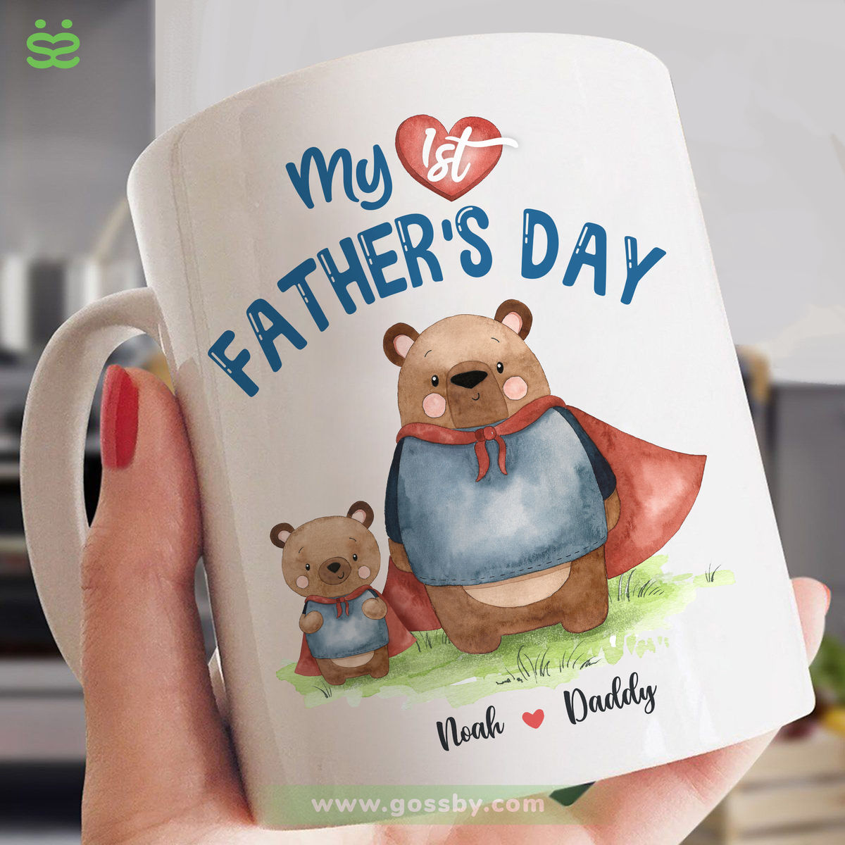 Personalized Mug - Father's Day - My dad is My hero - Bear_3