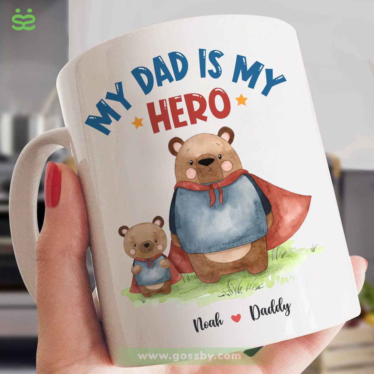 Personalized Mug - Father's Day - My dad is My hero - Bear